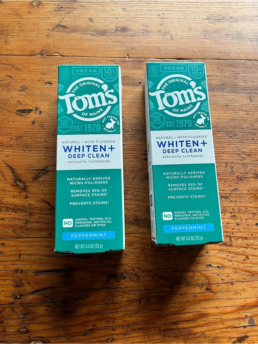 NEW Toms of Maine Whitening + Deep Clean Toothpaste - Peppermint - Lot of 2